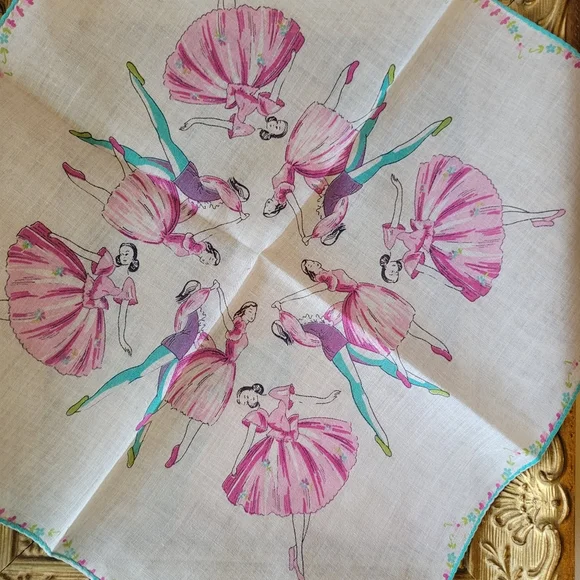 Ballerina Hankie ~ Handkerchief ~ Vintage ~ MCM ~ Pretty! - Picture 7 of 16